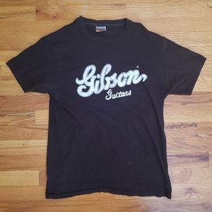 Vintage 70s/80s Black Gibson Guitars Tee Tshirt